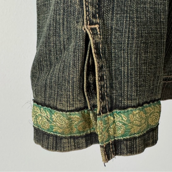 Cydney Mar Denim Jacket with Green & Gold Trim – Size M - Picture 5 of 9